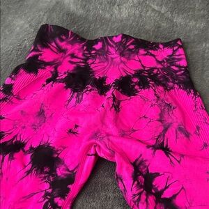 Kids Pink and Black Tie-Dye Leggings
